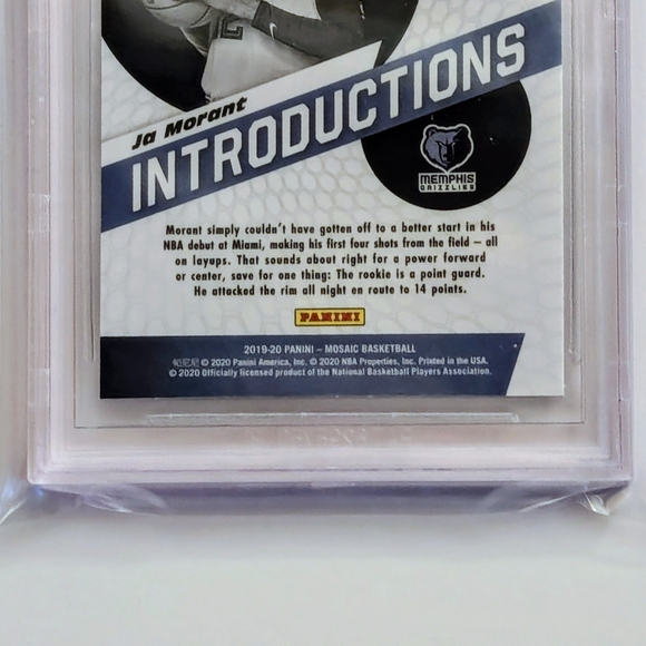2019-20 Panini Mosaic Ja Morant Introductions #7 Rookie RC Memphis BGS 9 MINT - Picture 6 of 6